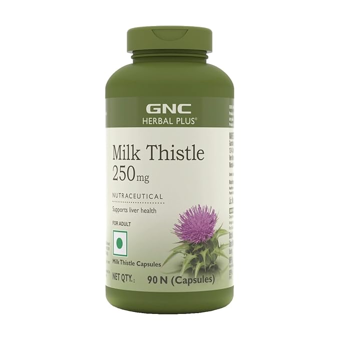 GNC Milk Thistle 250mg with 80% Silymarin | 90 Veg Capsules | Supports Liver Detox, Liver Health, Alcohol Protection, & Fatty Liver Care | Helps Remove Toxins & Boost Liver Function 